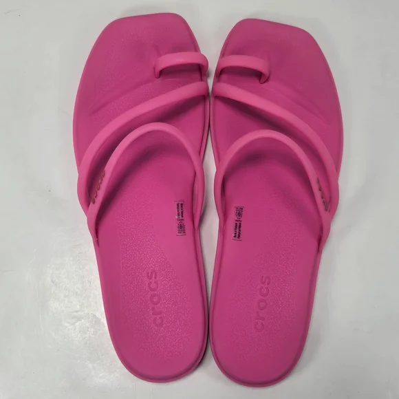 CROCS Miami Toe Loop Hot Pink Barbie Pink Sandals Women's Size 10 - Picture 6 of 11